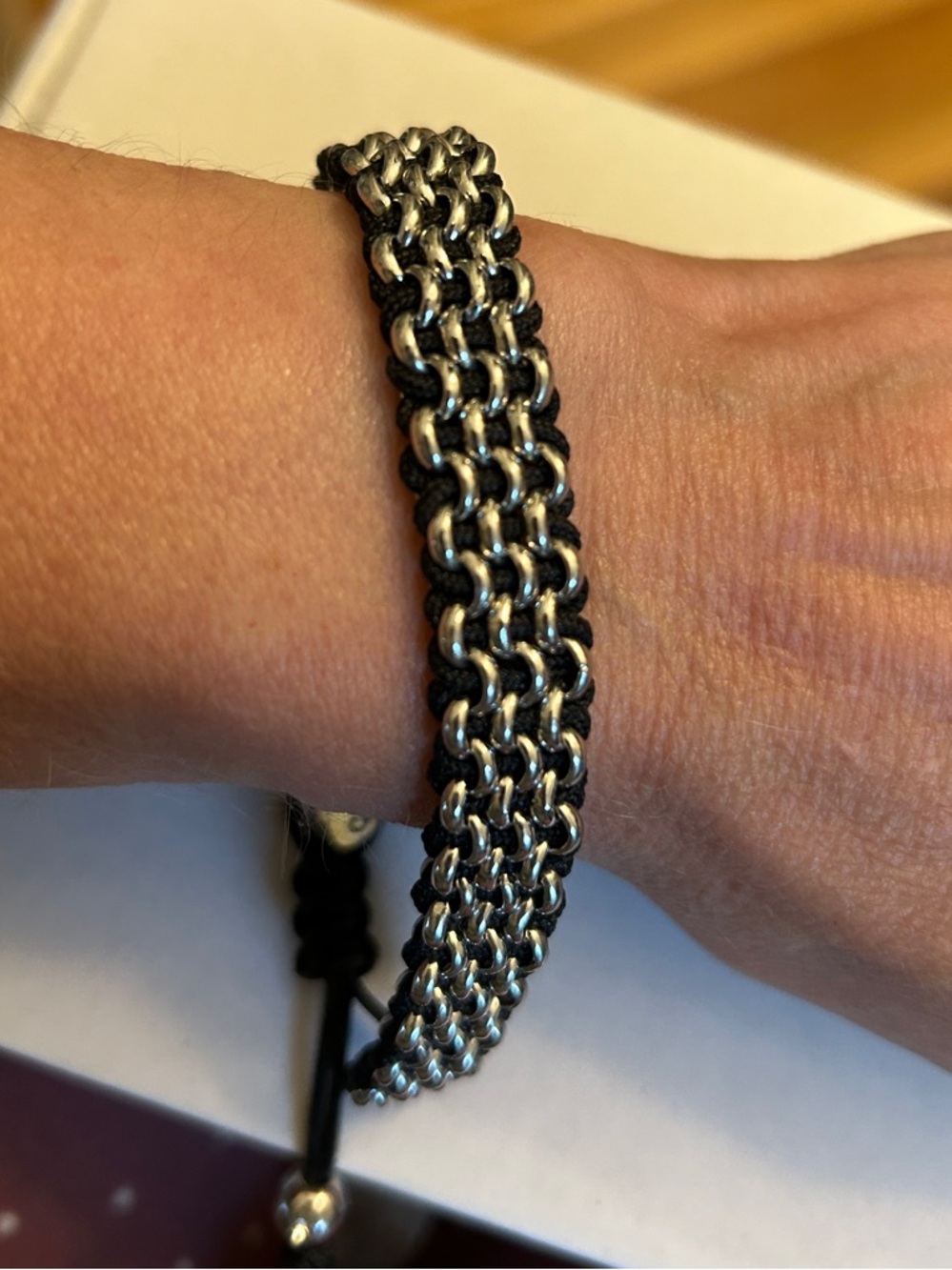 Joseph Nogucci Black and Silver Chainweave Bracelet